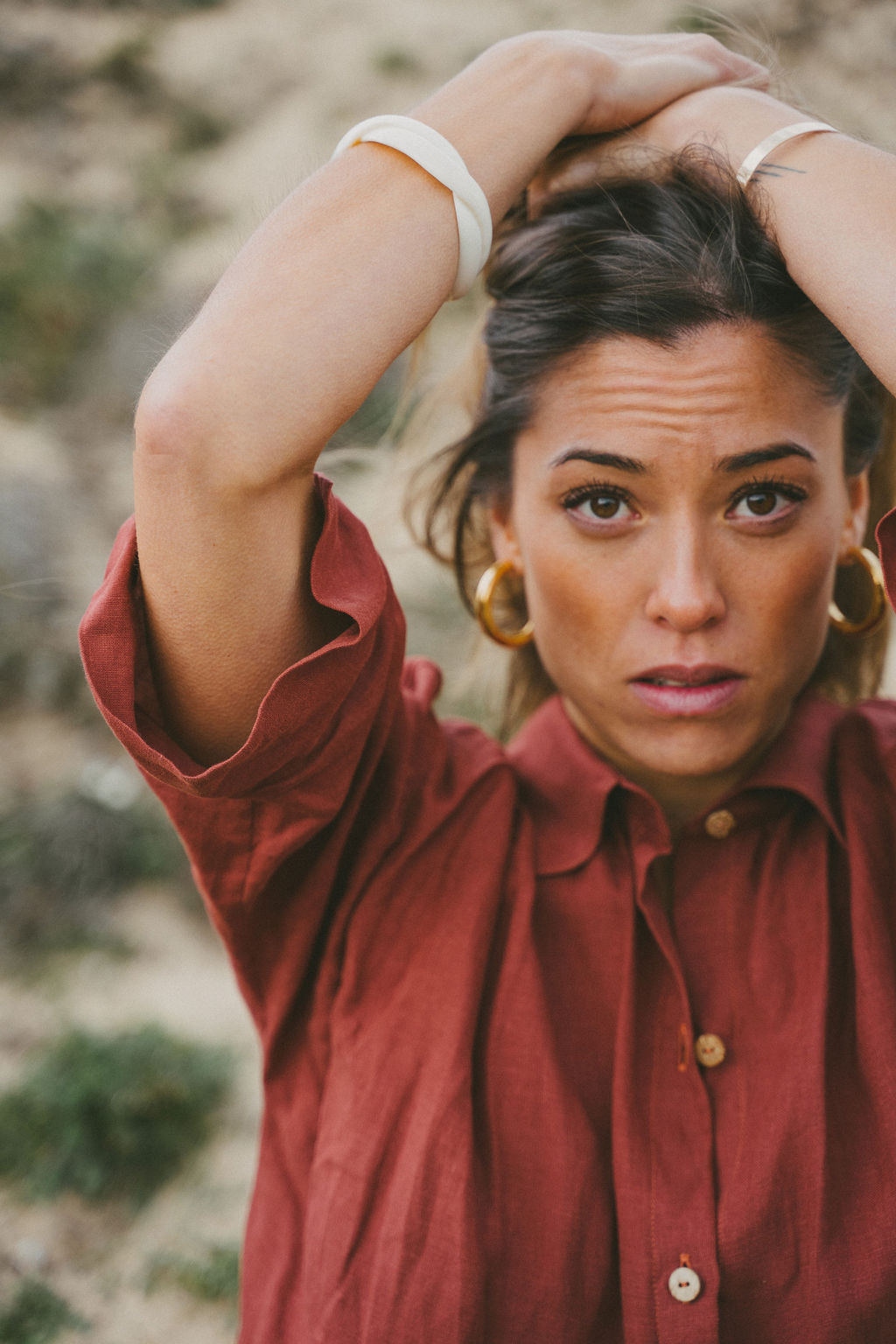 Robe chemise Denebella lin bleu CARLOTTA