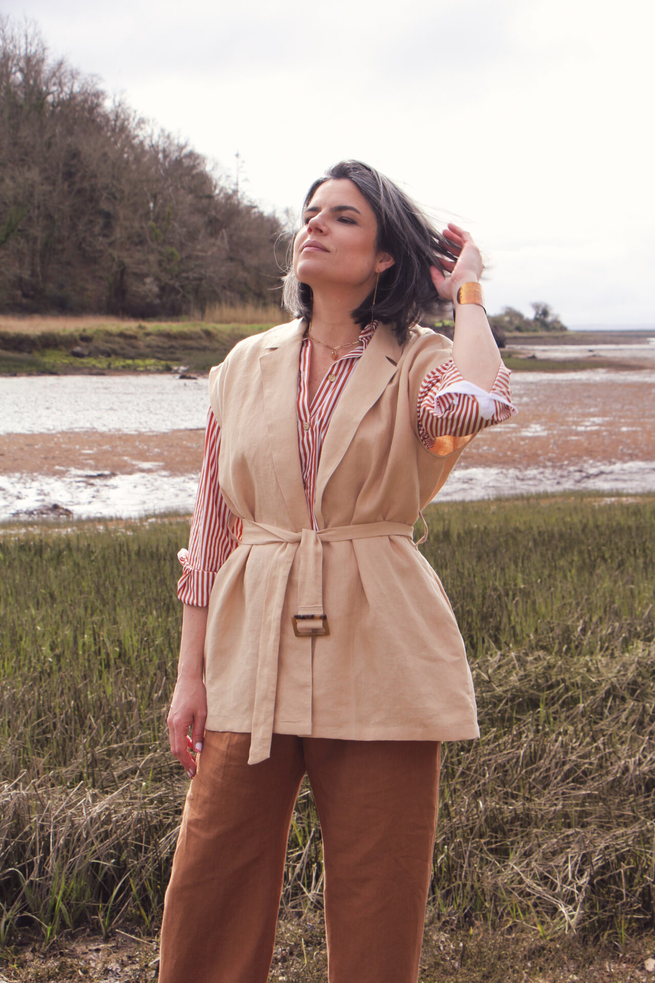 Veste Pégase lin sable CARLOTTA