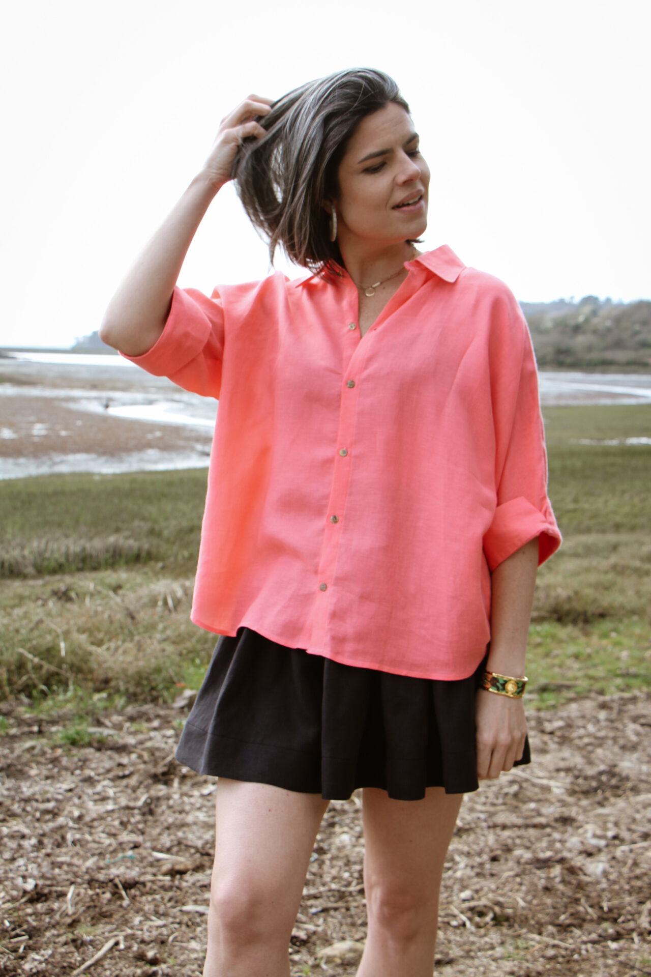 Chemise deneb lin rose