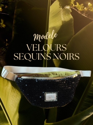 Sac banane velours sequins noirs