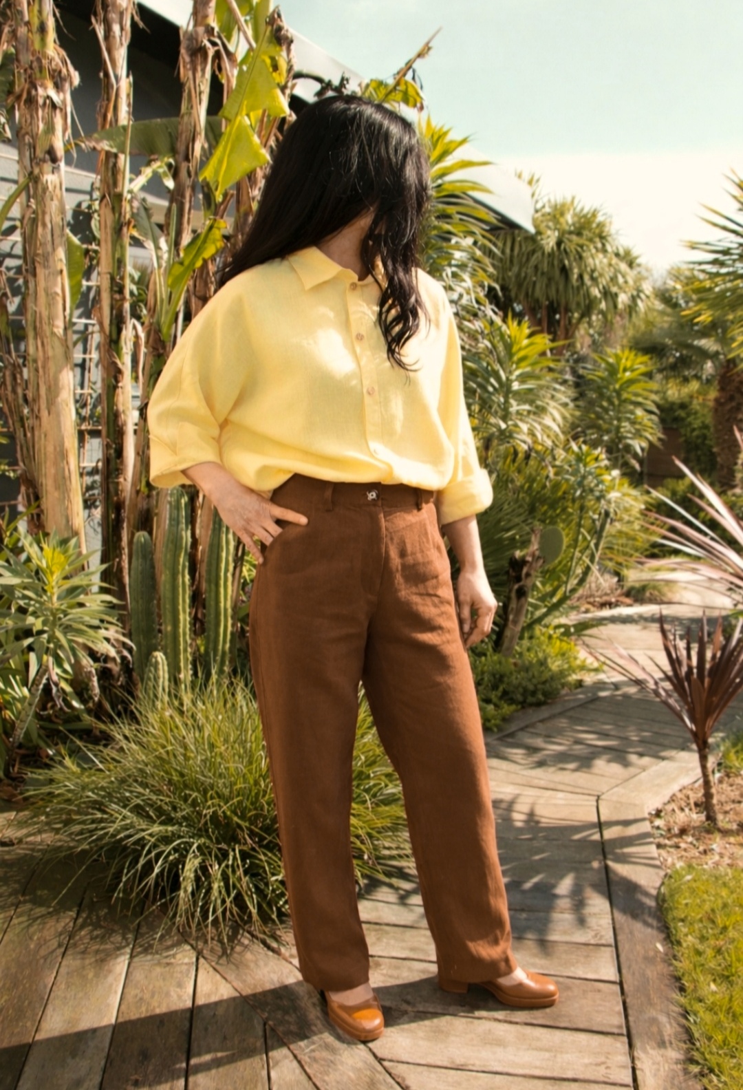 Pantalon HERMÈS lin brun acajou