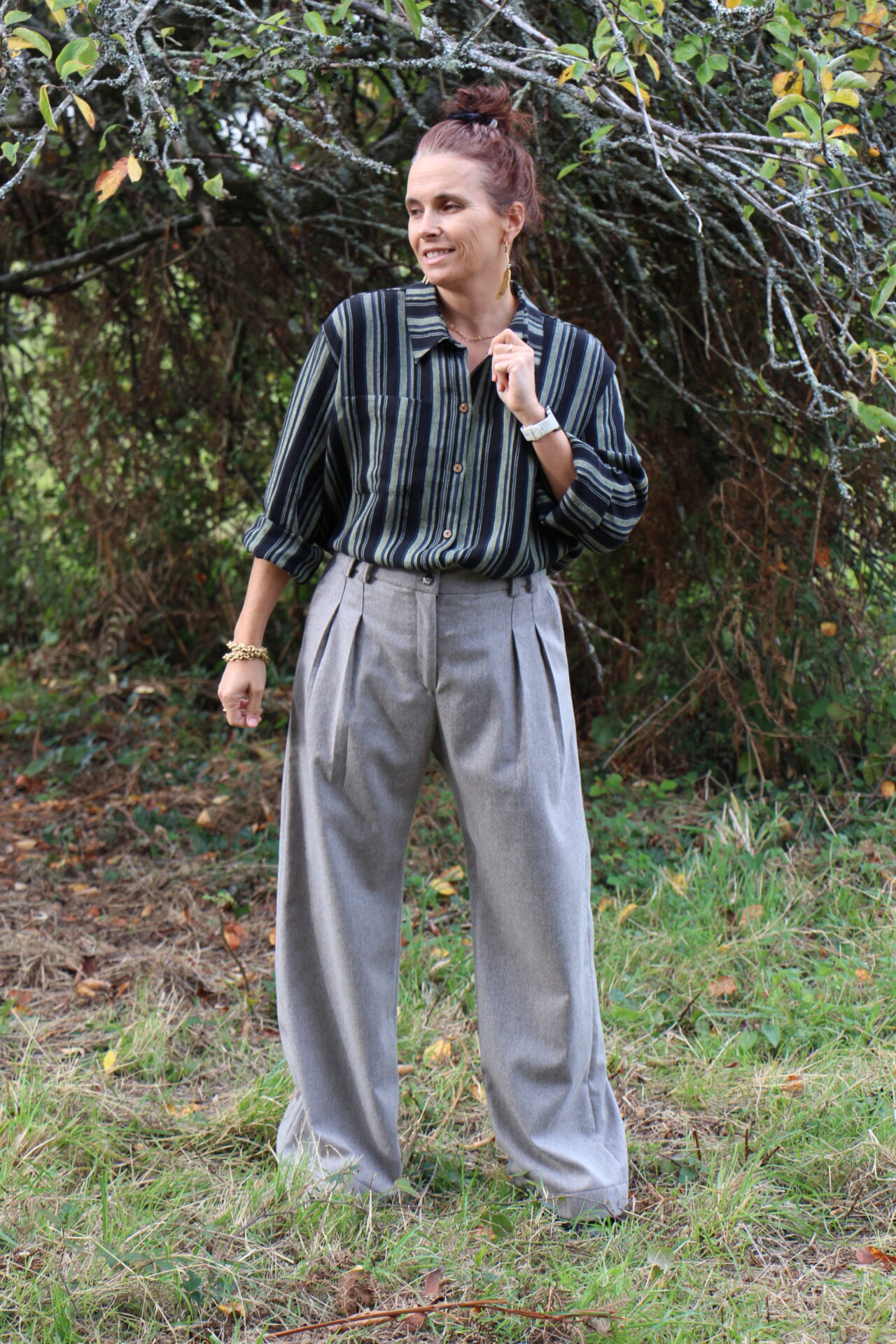 Pantalon ZEUS laine greige flanelle et cachemire